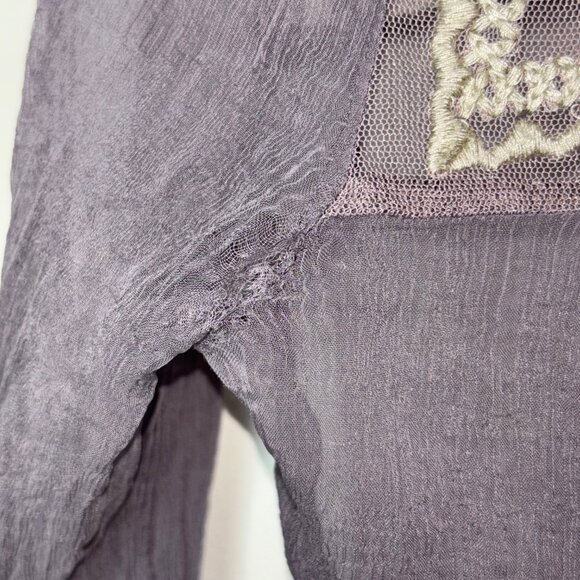 FREE PEOPLE Blouse Women's Top Blouse  Sheer Lace Long Sleeve Gray no size tag - Picture 12 of 16